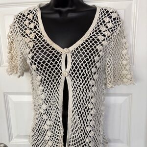 Cream Crochet Women's Cardigan